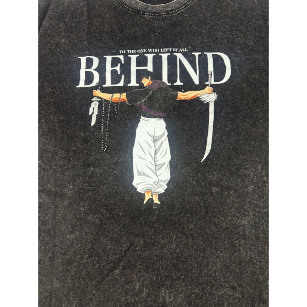 Jujutsu Kaisen Toji Fushiguro Acid Wash Graphic Tee Shirt Mens L Black